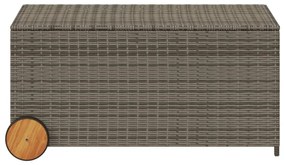 szürke polyrattan kerti tárolóláda kerekekkel 190 L