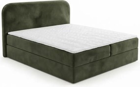 Kárpitozott boxspring ágy FORENA 160x200 cm sötétzöld Matrac: Bonell rugós matrac