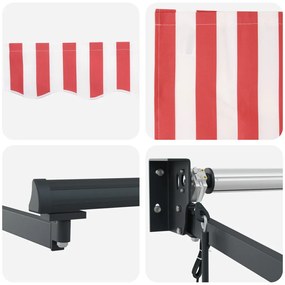 Automatikus Behúzható Napellenző Piros és Fehér Csíkos 300x250 cm