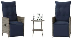 vidaXL 3 darabos szürke polyrattan bisztrógarnitúra párnákkal