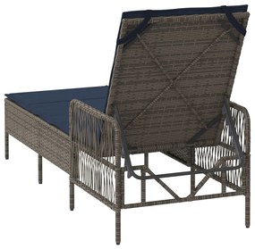 Napozóágy Szürke PE Rattan 157 x 55 x 92 cm Összecsukható