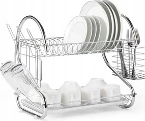 Edényszárító Kétszintes Csepegtető Tányérok Evőeszközök Rozsdamentes