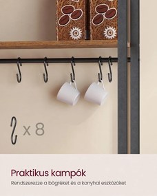 VASAGLE konyhai tárolópolc beépített elosztóval, 40 x 60 x 170 cm, rusztikus barna és fekete
