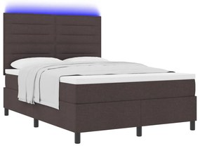 Rugós ágy matraccal és LED világítással, sötét barna - 140 x 190 cm szövet