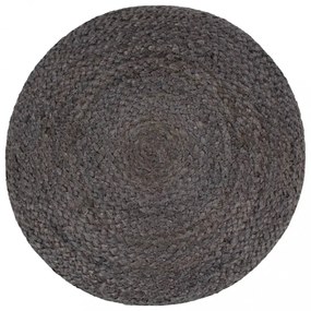 kézzel készült sötétszürke juta puff 45 x 30 cm