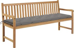 vidaXL tömör tíkfa kerti pad szürke párnával 175 cm