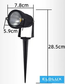 UNIVERSO Kerti spotlámpa 5w 290lm 6500k IP65 fekete 285x78mm