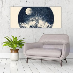 Kép – Mágikus fa szarvassal I. (120x50 cm)