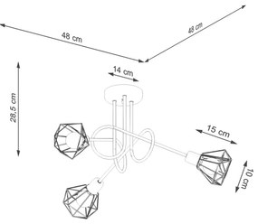 Sollux SL.1109 - Csillár rúdon ARTEMIS 3xE14/40W/230V fekete