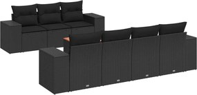 vidaXL 8 részes fekete polyrattan kerti ülőgarnitúra párnákkal