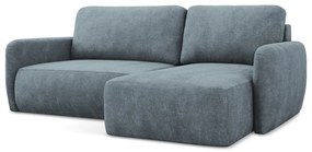 Szürkéskék zsenília kinyitható-tárolóhelyes sarokkanapé (jobb oldali-heverő résszel) Lilo – Makamii