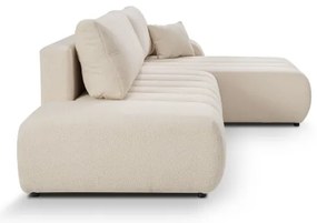 L-alakú, bal oldali, tárolós, bézs DESIO sarokkanapé, ággyá nyitható