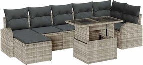 vidaXL Kerti Kanapé Szett tárolóval 8 pcs Világosszürke polirattan
