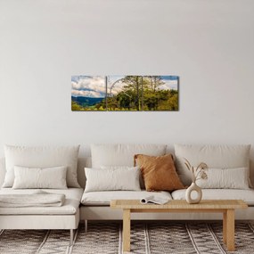 Egy csónak képe a tó mellett (órával) (90x30 cm)
