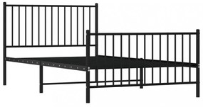 fekete fém ágykeret fej- és lábtámlával 107 x 203 cm