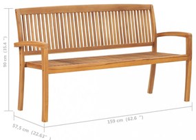 tömör tíkfa rakásolható kerti pad párnával 159 cm