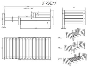Fehér bővíthető borovi fenyő ágyneműtartós gyerekágy matraccal-ágyráccsal Jumper – Vipack