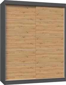 Aldabra IGA 160 C tolóajtós gardróbszekrény 120x61x200, díszcsíkos, antracit- tölgy