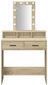 LED-es sminkasztal Sonoma tölgyből 79x41x140 cm