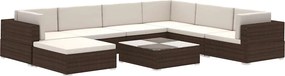 vidaXL 8-részes barna polyrattan kerti bútorszett párnákkal