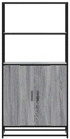 Highboard szürke sonoma 68x35x139 cm gépelt fa és fém