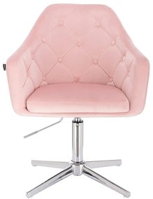 HR831CROSS Púderrózsaszín Modern Velúr Szék Krómozott lábbal