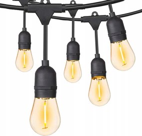 Kerti fényfüzér 10m 20x E27 Led izzó lánc kerti lámpa