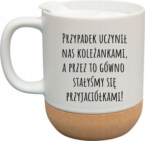 Fehér Bögre Fedéllel És Parafa Aljjal Ajándék Barátnőnek