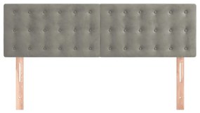 2 db világosszürke bársony fejtámla 72 x 5 x 78/88 cm