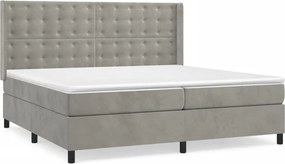 vidaXL világosszürke bársony rugós ágy matraccal 200x200 cm