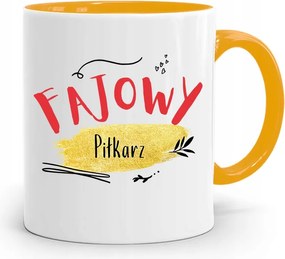 Sárga Bögre Labdarúgónak Cool Labdarúgó Ajándék nyomtatott fényképpel