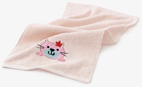 Goldea gyermek frottír törölköző - cicuka világos rózsaszínen 30 x 50 cm