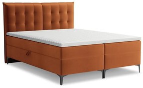 Terrakotta színű ágyneműtartós boxspring ágy 160x200 cm Mikana – Makamii