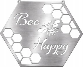 Bee Happy fali dekoráció 35x31 cm rozsdamentes acél 1,5 mm méhsejt