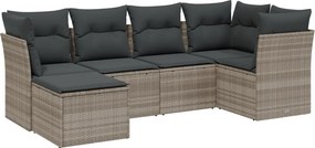 vidaXL 6 részes világosszürke polyrattan kerti ülőgarnitúra párnákkal