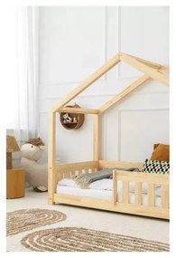 Natúr színű házikó alakú borovi fenyő gyerekágy 80x200 cm Mila RMP – Adeko