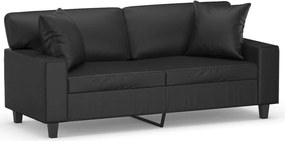 vidaXL 2 személyes fekete műbőr kanapé díszpárnákkal 140 cm