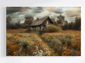 Poszter Házikó Chat Rét Falu Ősz Virágok Természet 120x80