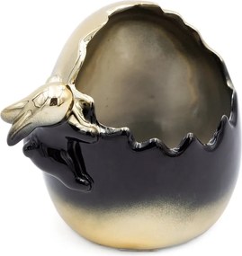 Húsvéti figura 12x10x11 fekete arany kerámia agyag tojás