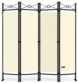 Casaria® 4 paneles képernyő Lucca - krém