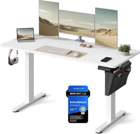 SONGMICS elektromosan állítható magasságú íróasztal 4 memóriahellyel, 140 x 60 x 72–120 cm, max. 70 kg, felhőfehér