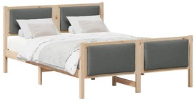 Ágykeret fejtámlával Sötétszürke 150 x 200 cm szövet