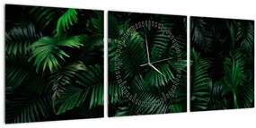 Kép - trópusi páfrány (órával) (90x30 cm)