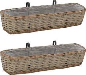 vidaXL 2 db fonott virágtartó PE béléssel 80 cm