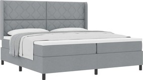 vidaXL Boxrugós ágy matracmal Világosszürke 200 x 200 cm szövet