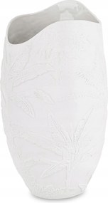 Elegáns fehér porcelán váza díszített magas 36 cm-es üveg fedél