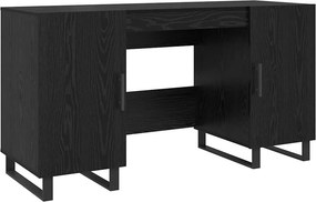 vidaXL Asztal polcokkal tárolóval Musta tammi 140 x 50 x 75 cm Faanyag