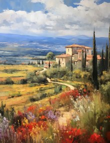 Poszter 50x65cm Toszkán Reggeli Kilátások