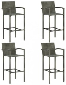 5 részes szürke polyrattan kerti bárszett