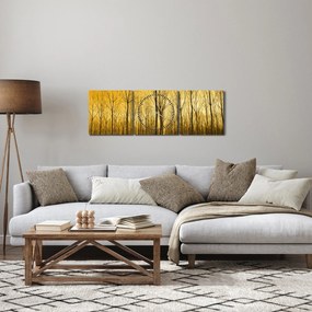 Egy erdő naplementekor képe (órával) (90x30 cm)